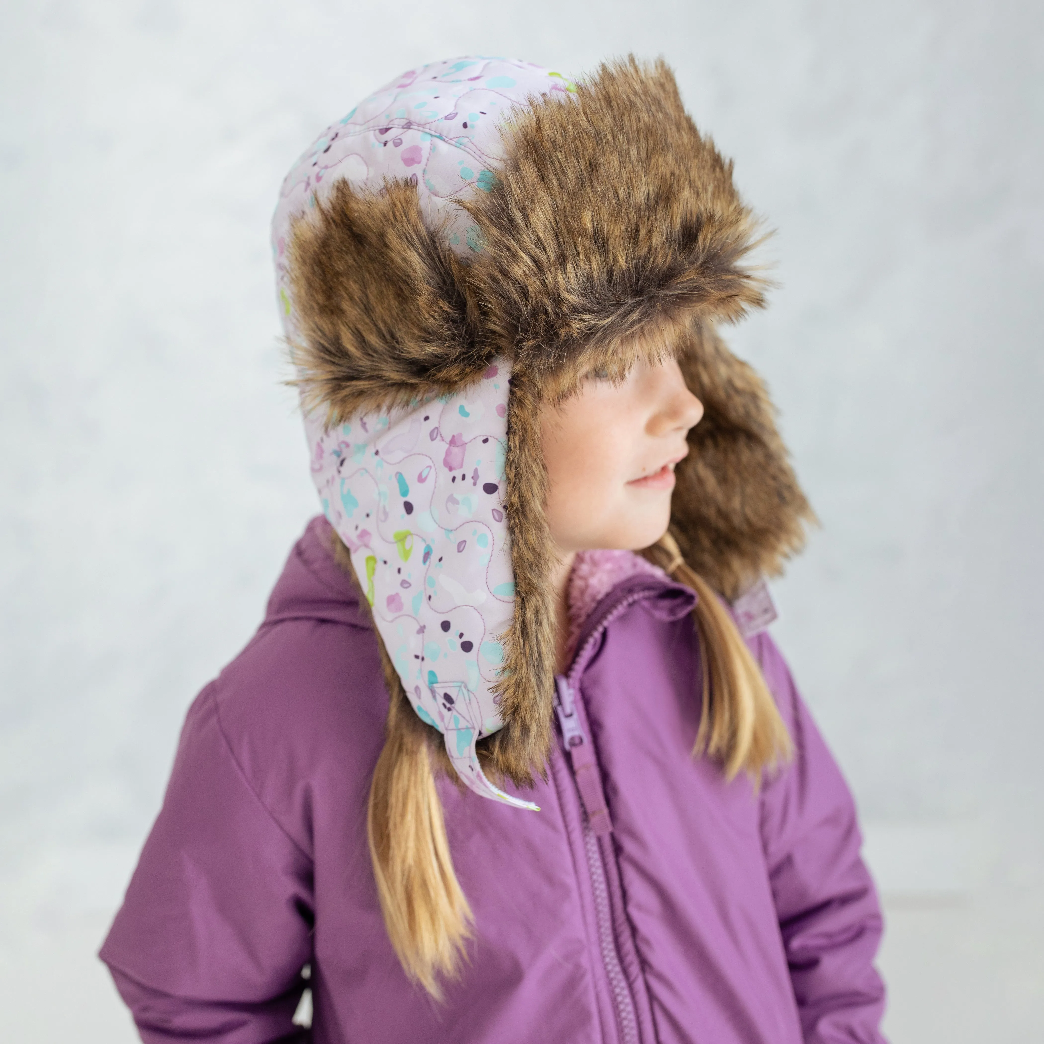 Girl's Lilac Terrazzo Trapper Hat