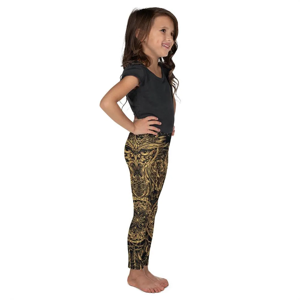 Golden Ornamental Owl Kid's Leggings