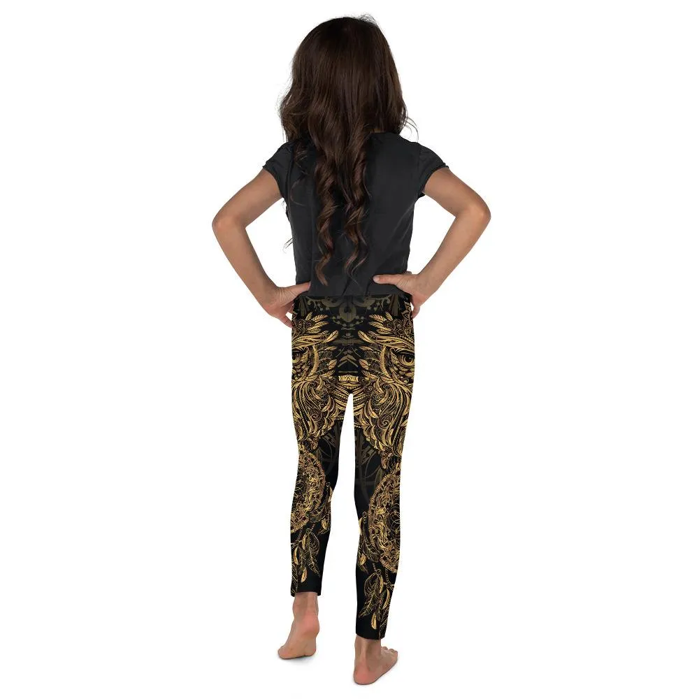 Golden Ornamental Owl Kid's Leggings