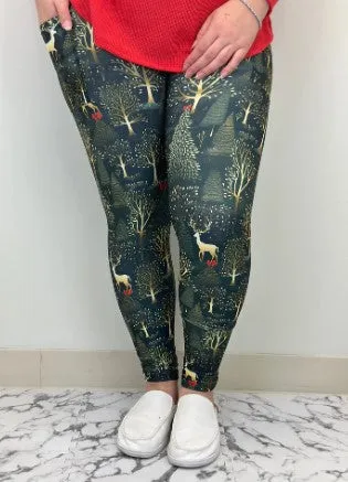 Golden Tree Christmas Leggings w/Pockets - #5789-5791