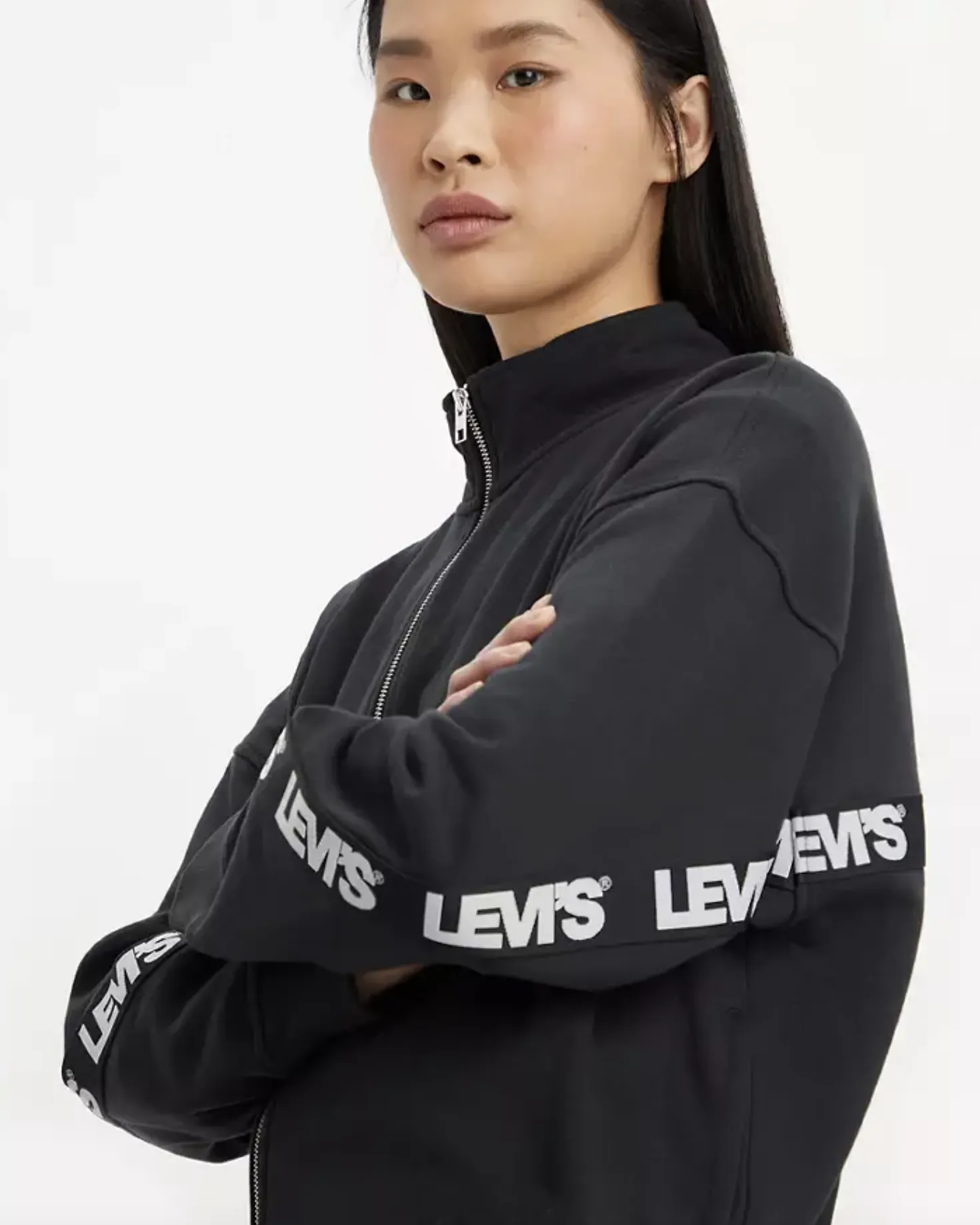 Graphic Flex Zipped Sweatshirt in Caviar