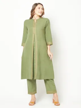 Green Embroidered Kurta Set