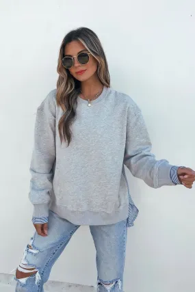 Grey and Ivory Stripe Layered Sweatshirt