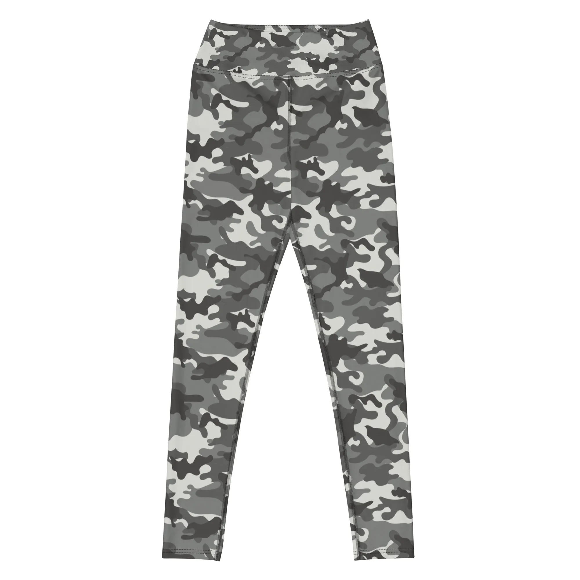 Grey Camo Yoga Leggings Women, Camouflage High Waisted Pants Cute Printed Workout Running Gym Designer Tights