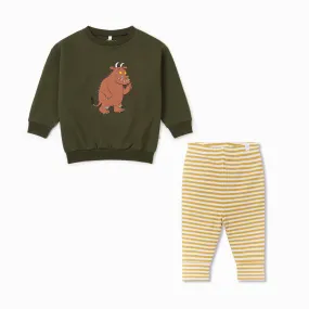 Gruffalo Sweater & Striped Ribbed Leggings Outfit