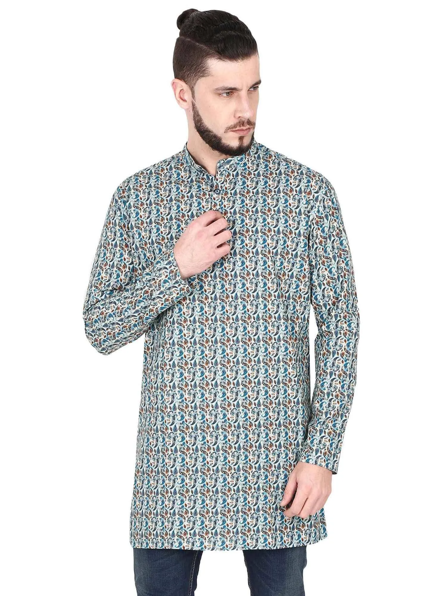 Guniaa MultiColoured Printed Giza Cotton Long Kurta