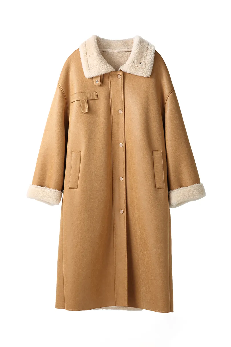 High Collar Reversible Wool Faux-leather Coat