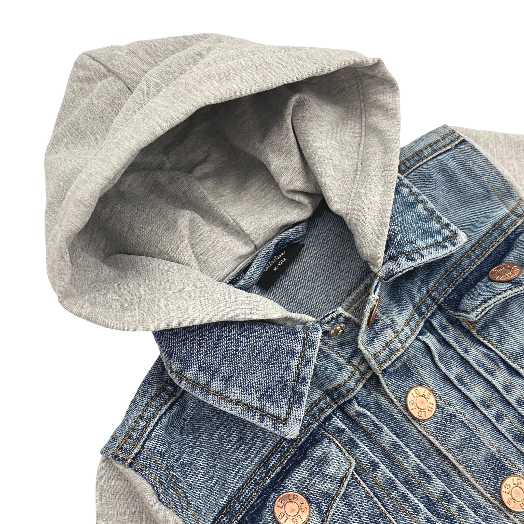 Hooded Denim Jacket - Grey