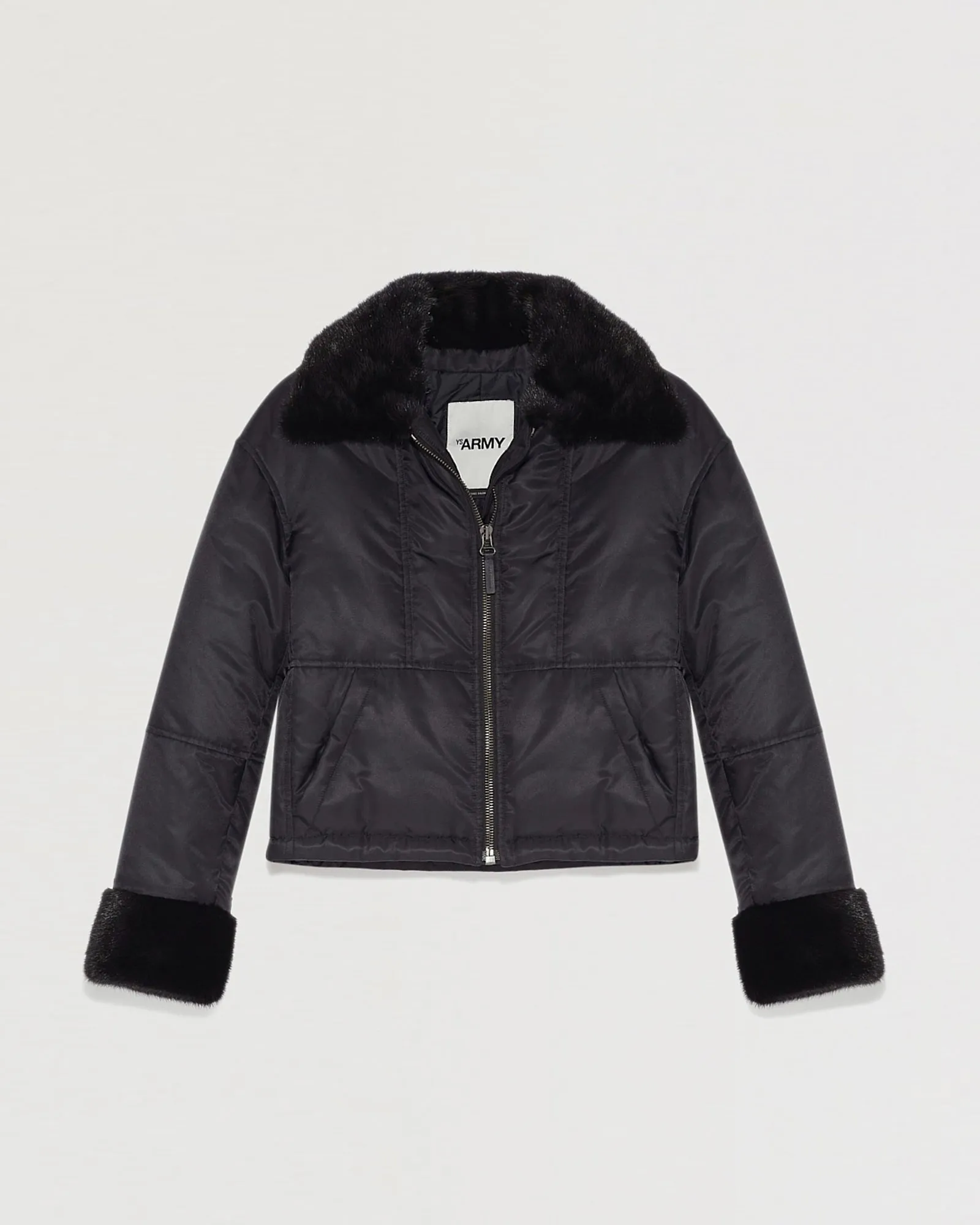 Jacket in water-repellent technical fabric with mink fur