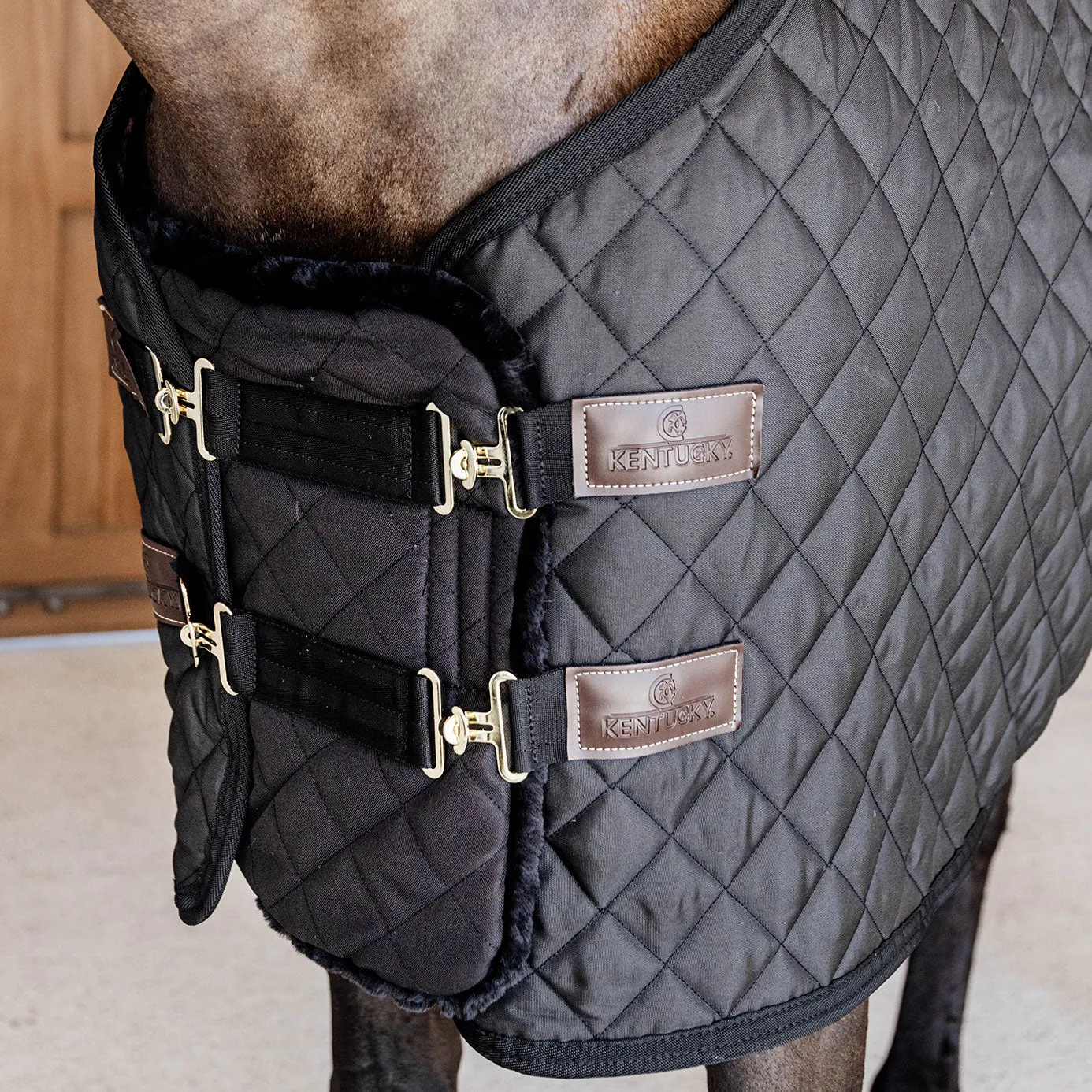 Kentucky Horsewear Quilted Sheepskin Chest Expander - Black