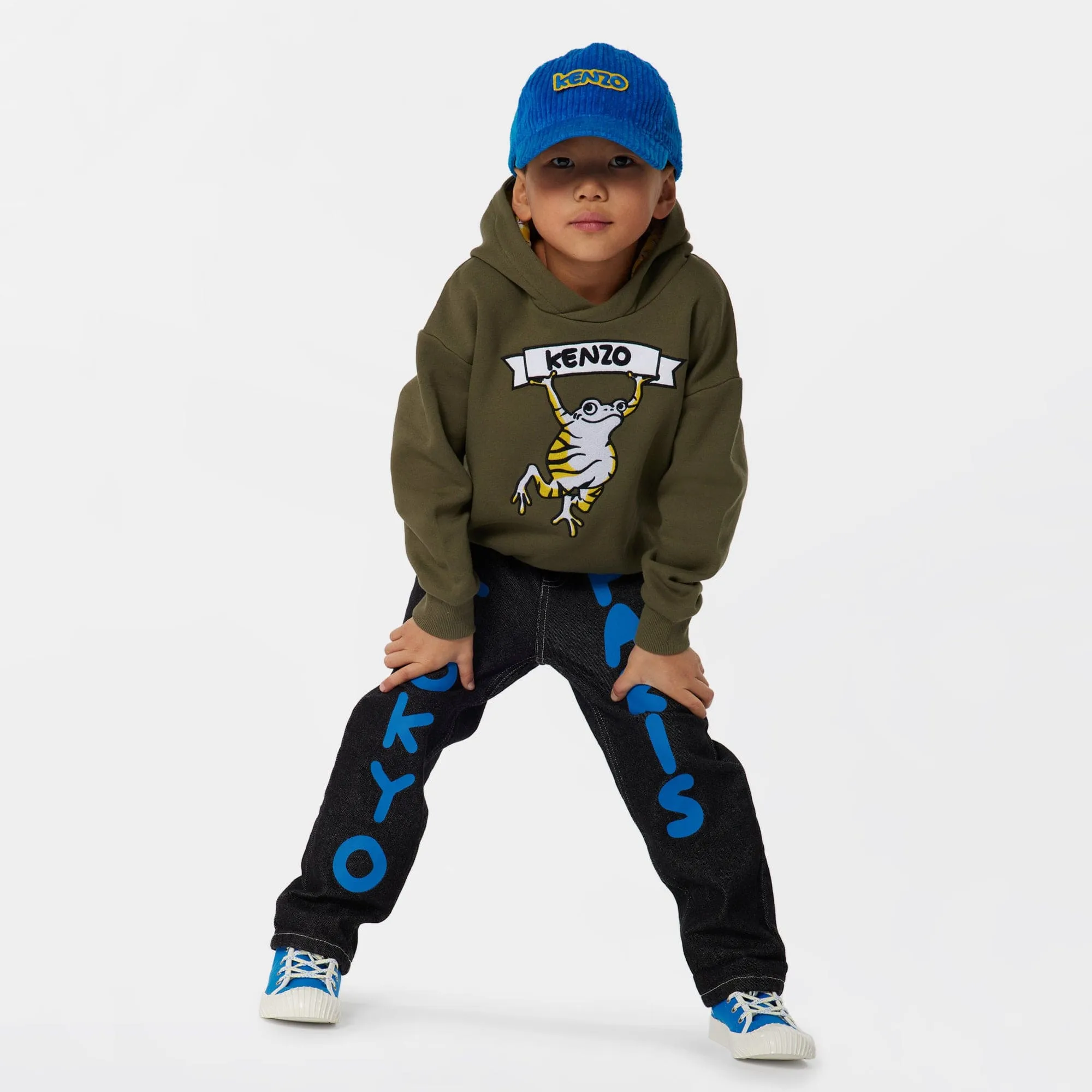 KENZO Boys Frog Hoodie in Khaki