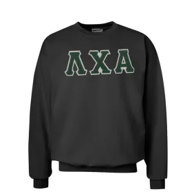 Lambda Chi Black Crew Neck Sweatshirt with Sewn On Letters