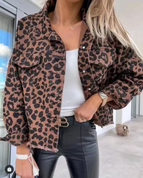 Leopard denim jacket