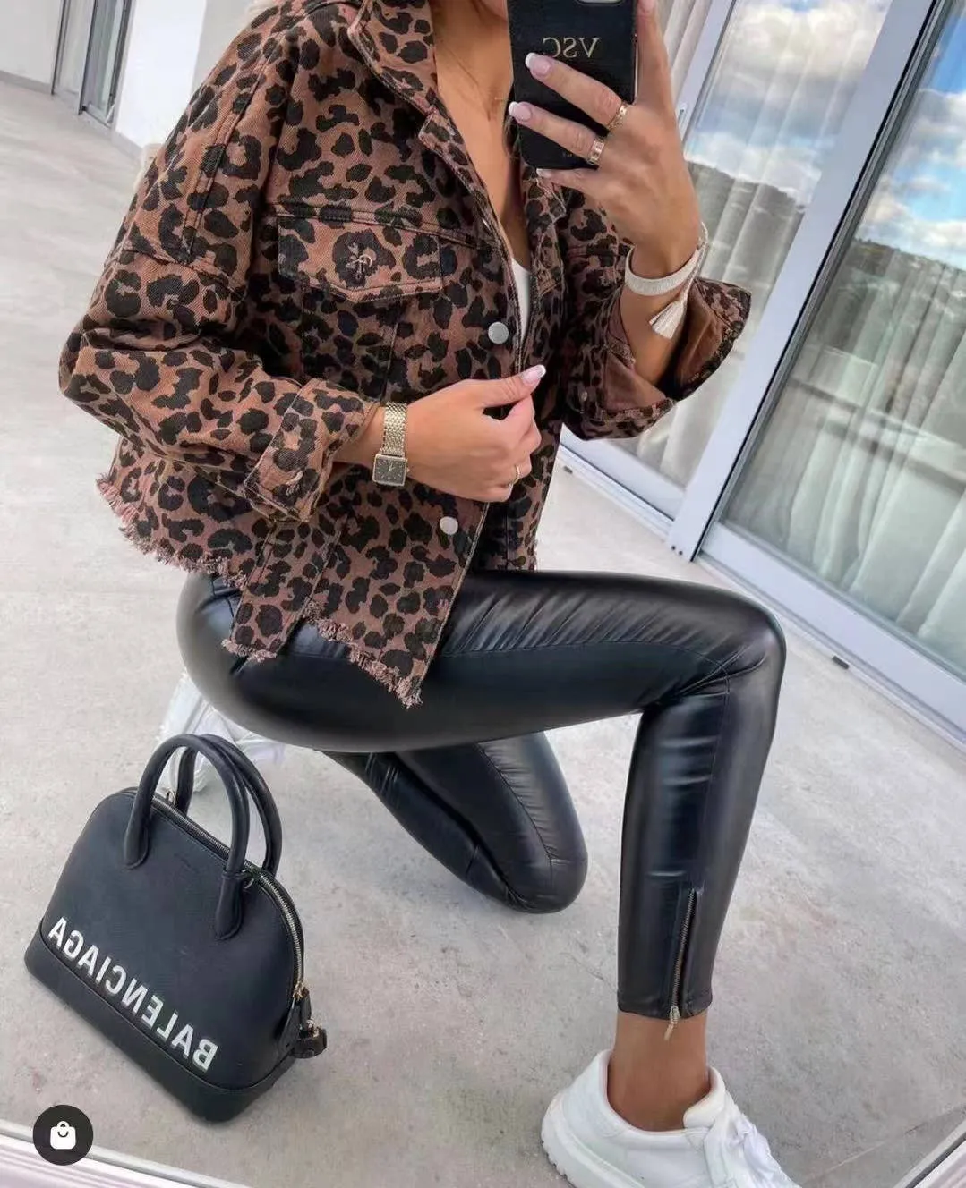 Leopard denim jacket