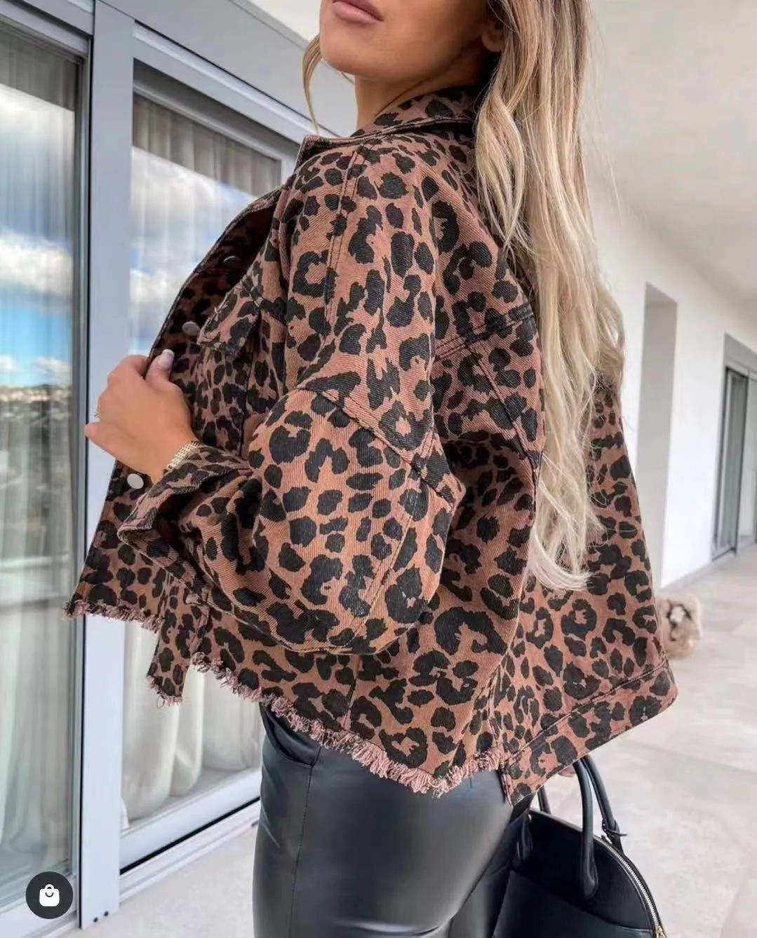 Leopard denim jacket