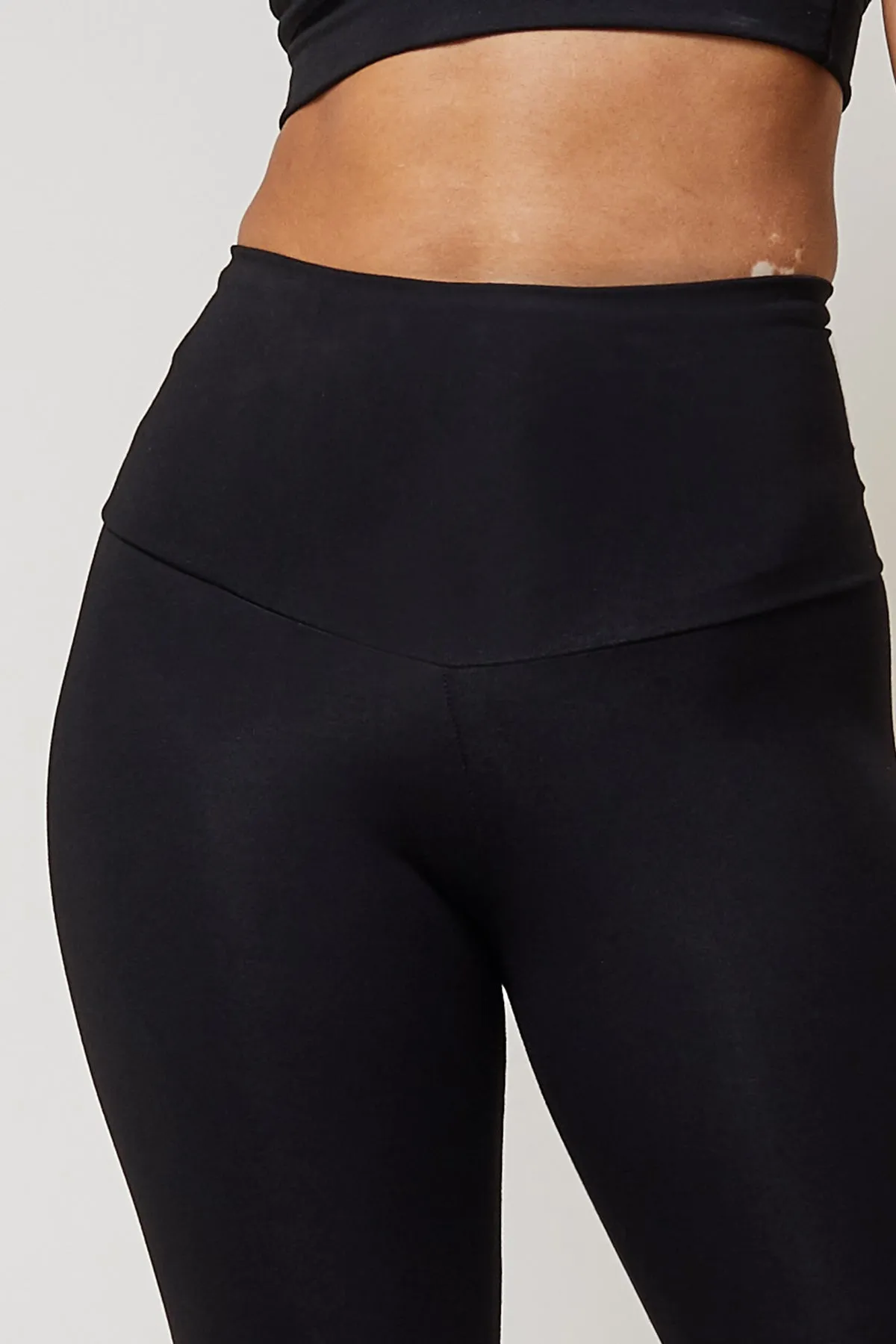 Lightweight Strong Compression Tummy Control Cropped Leggings Black