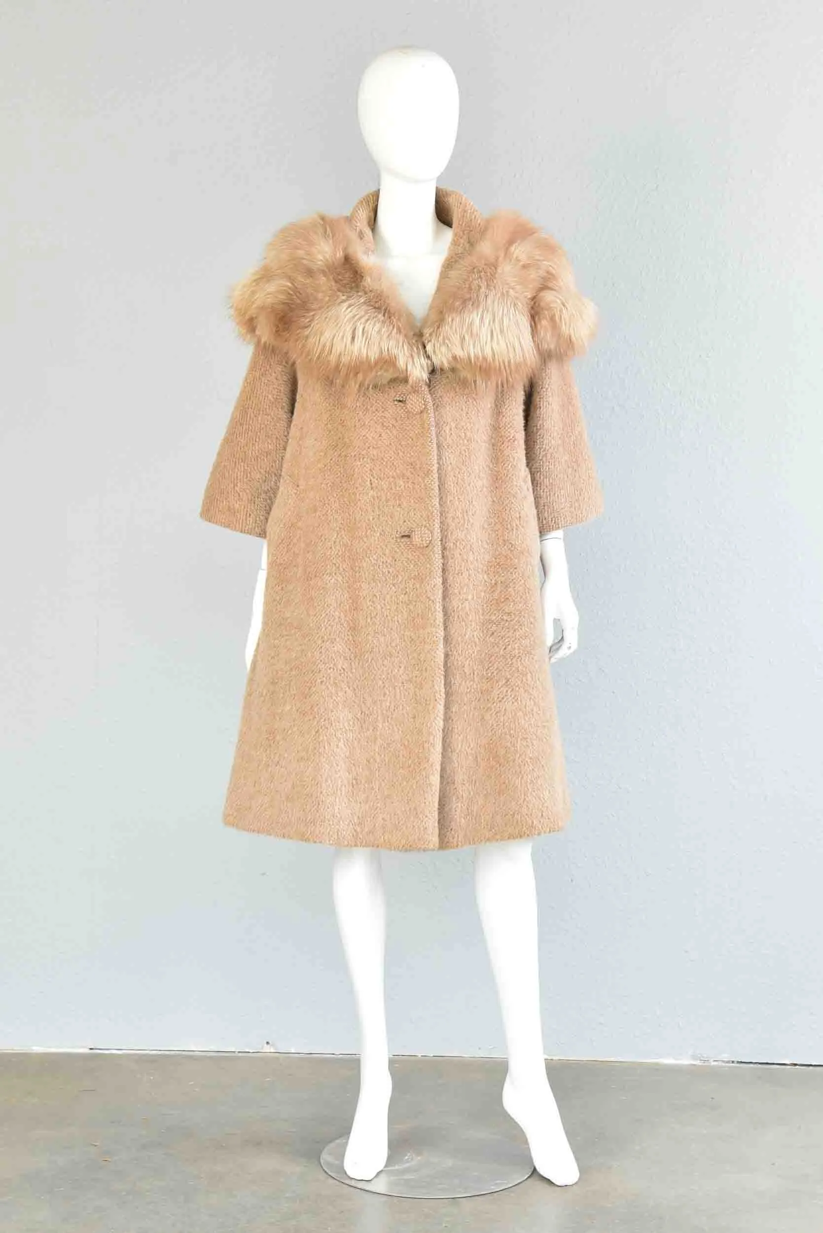 Lilli Ann 60s Fox & Mohair Swing Coat