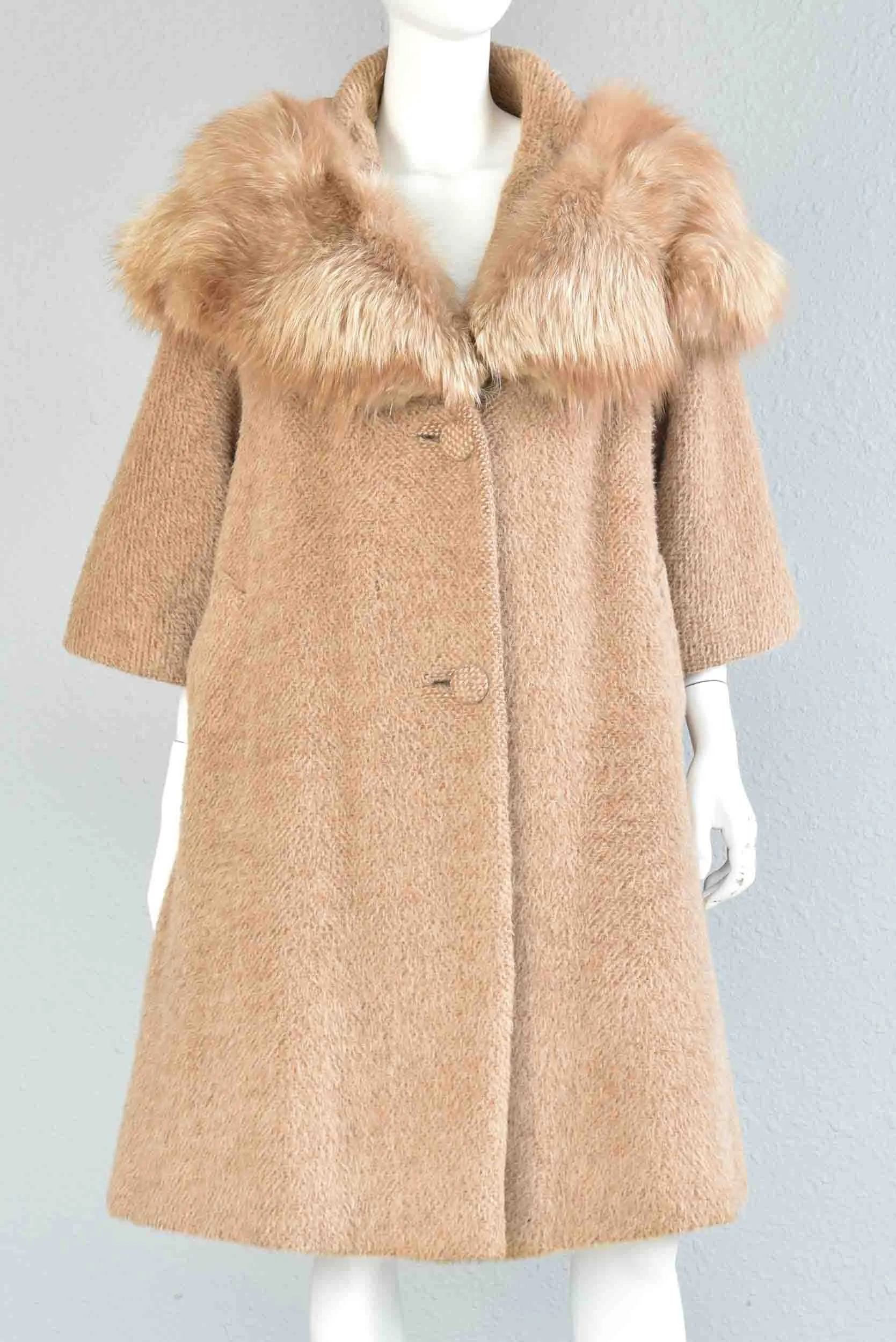 Lilli Ann 60s Fox & Mohair Swing Coat