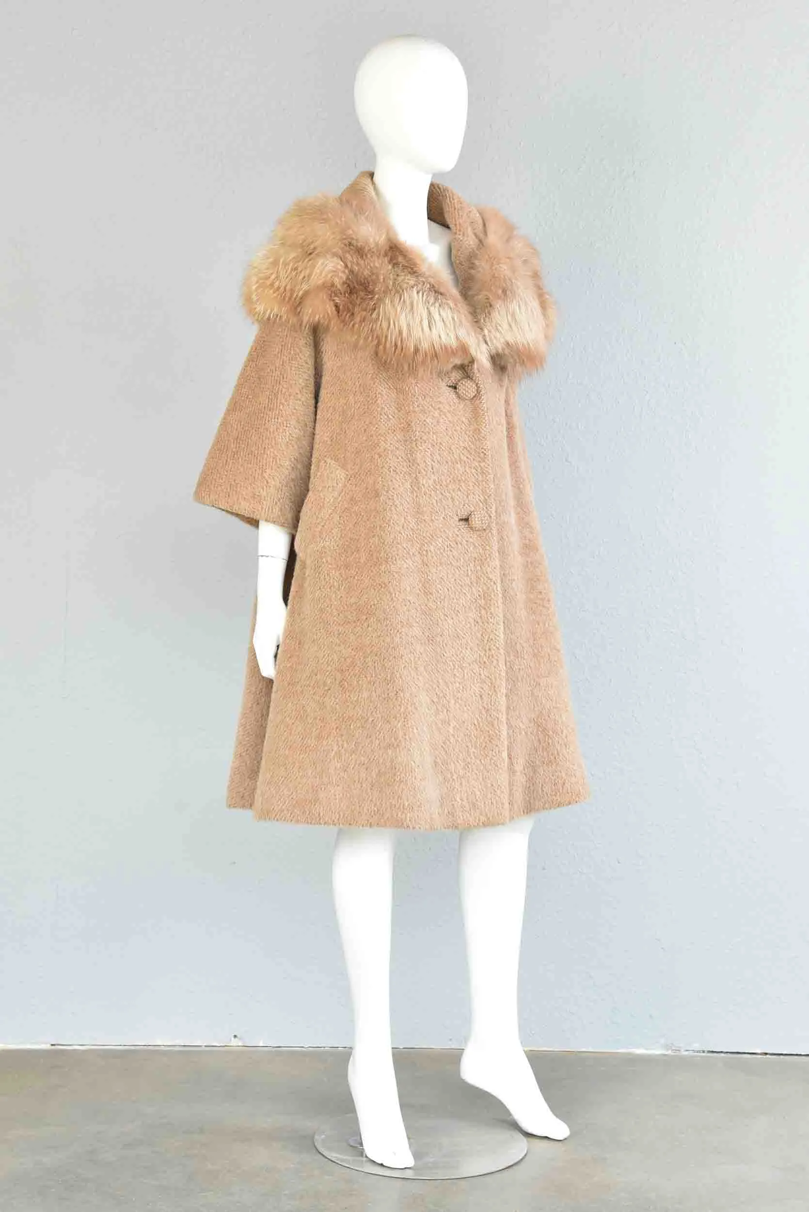 Lilli Ann 60s Fox & Mohair Swing Coat