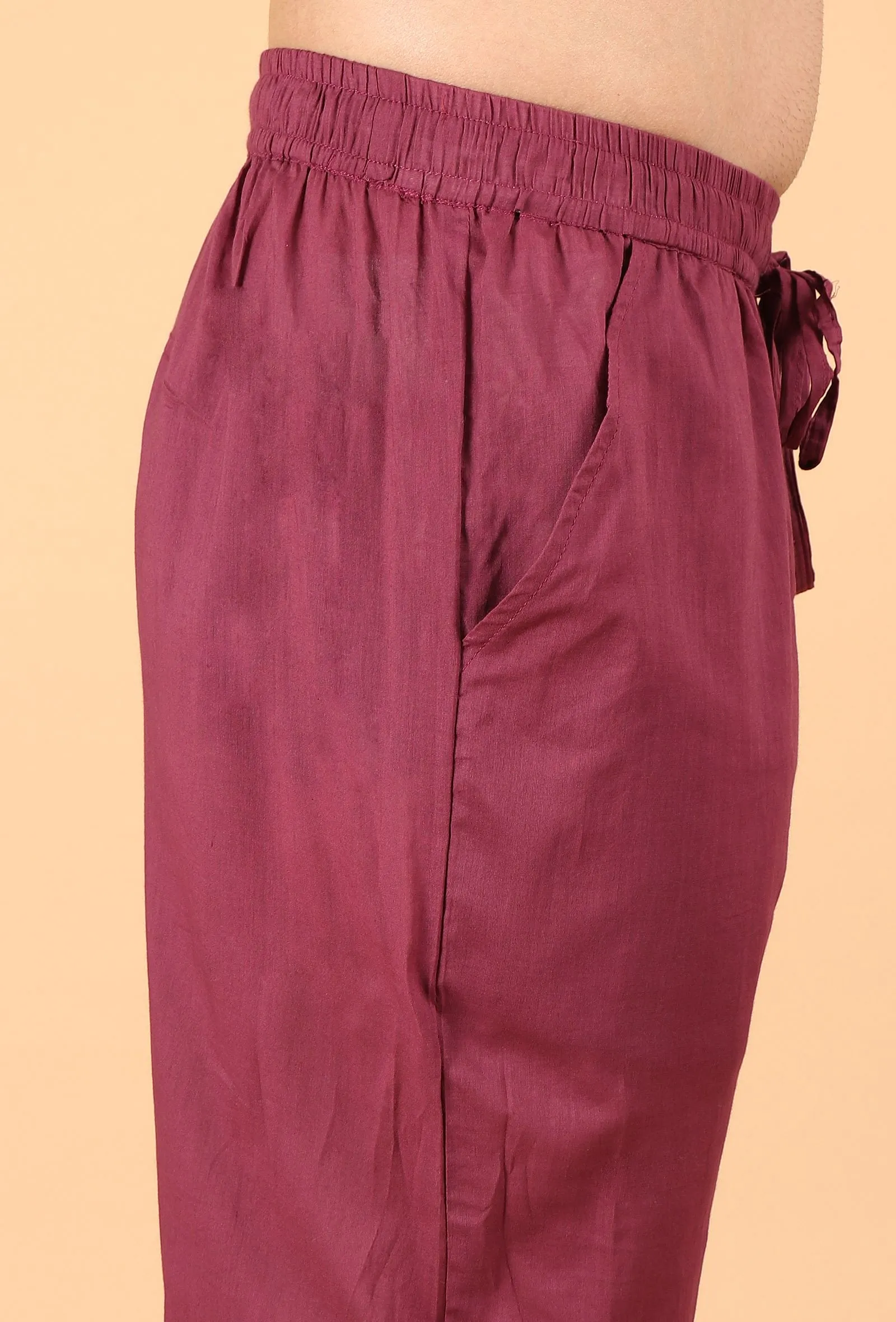 Maroon Cotton Mulmul Kurta & Pant