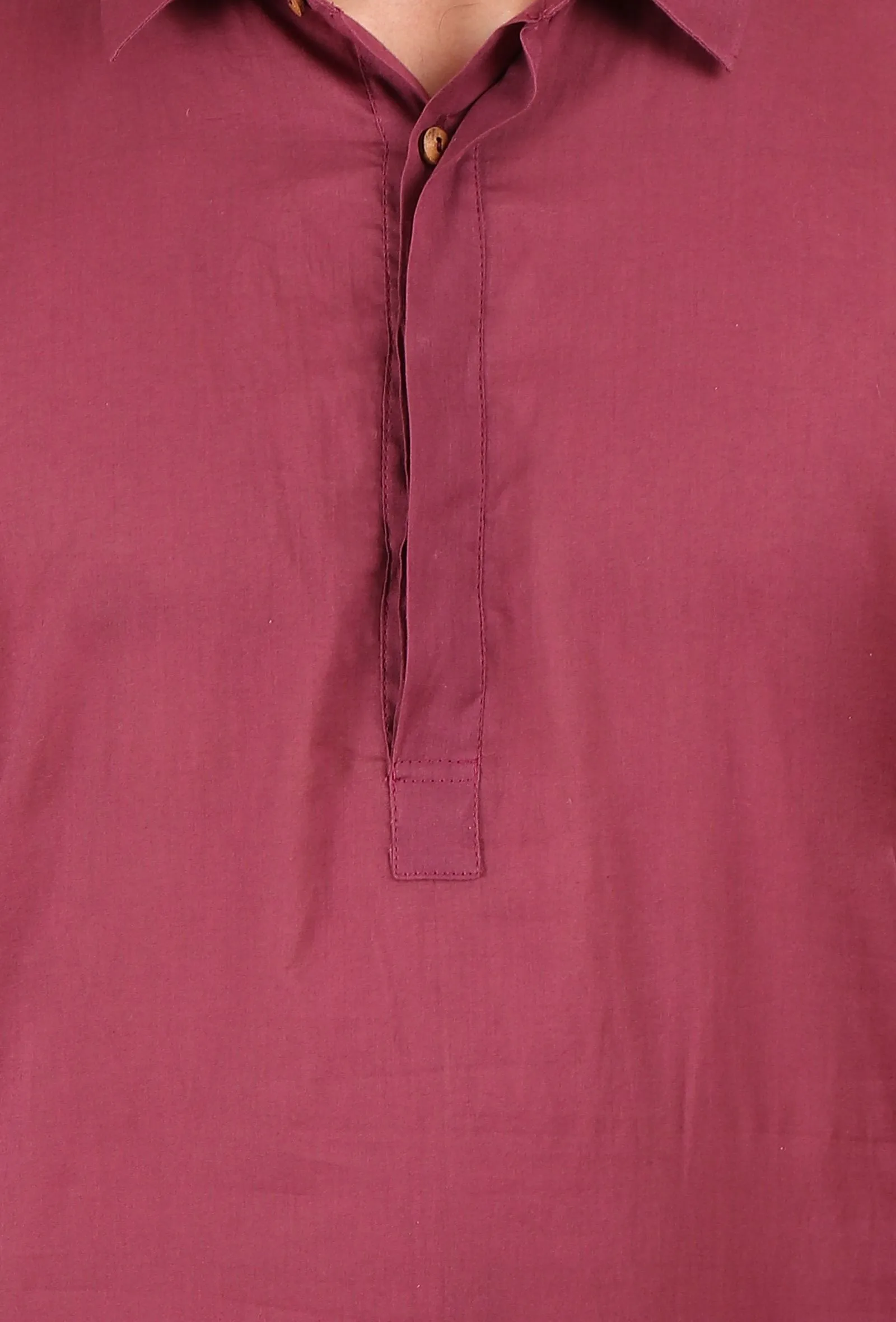 Maroon Cotton Mulmul Kurta & Pant