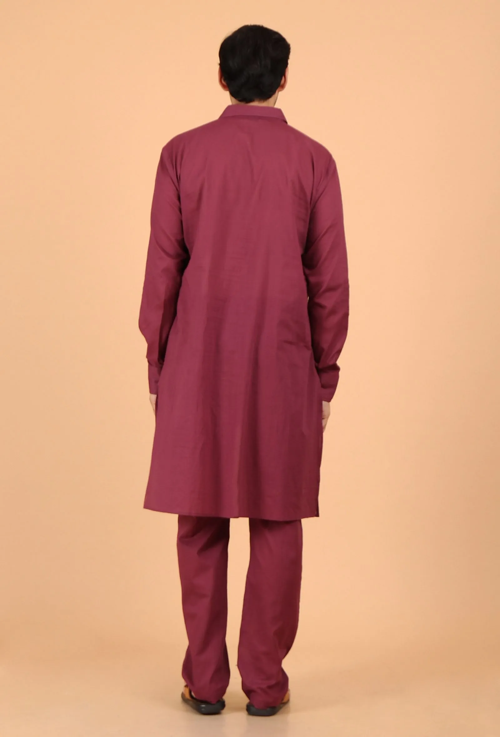 Maroon Cotton Mulmul Kurta & Pant