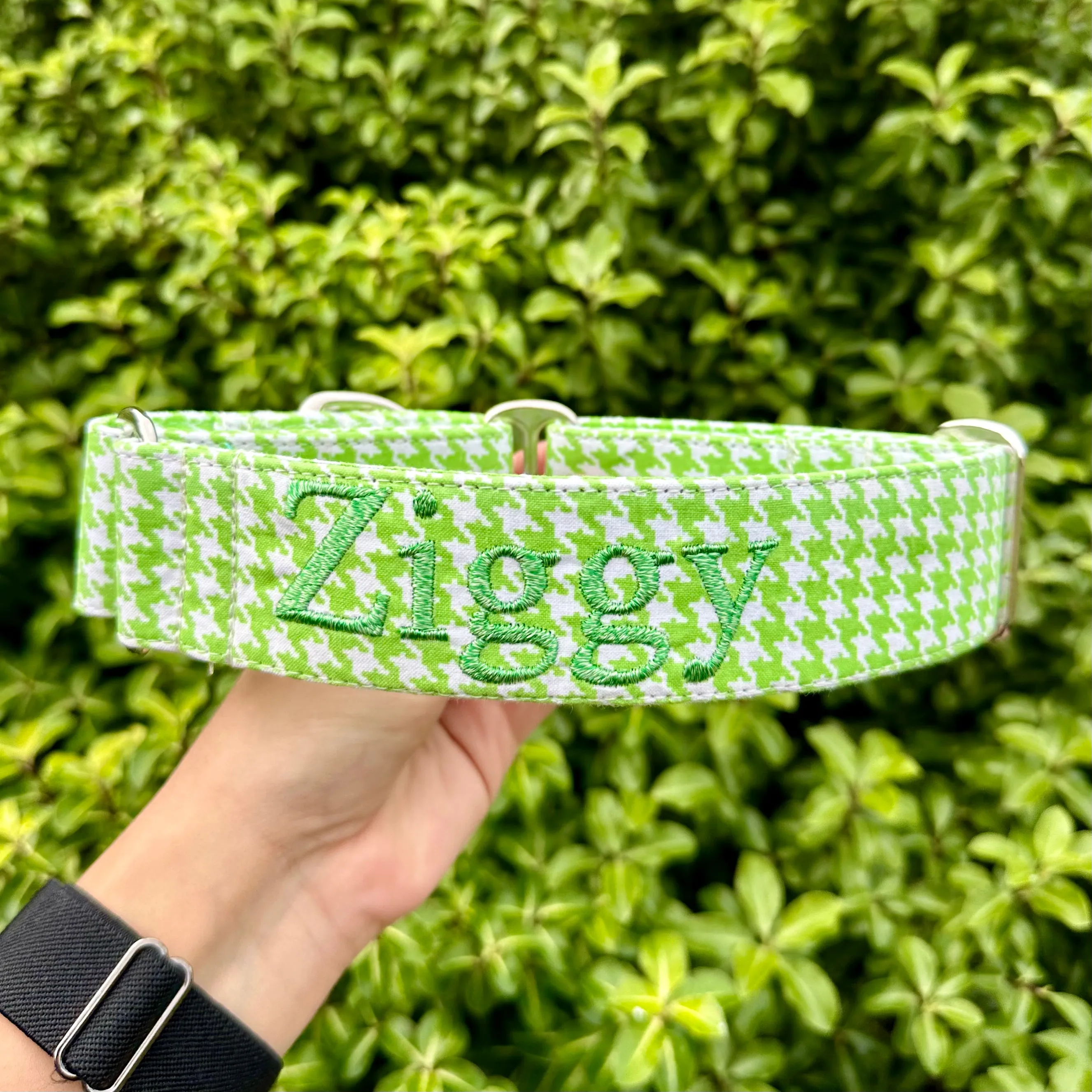 Martingale Collar - Houndstooth Lime