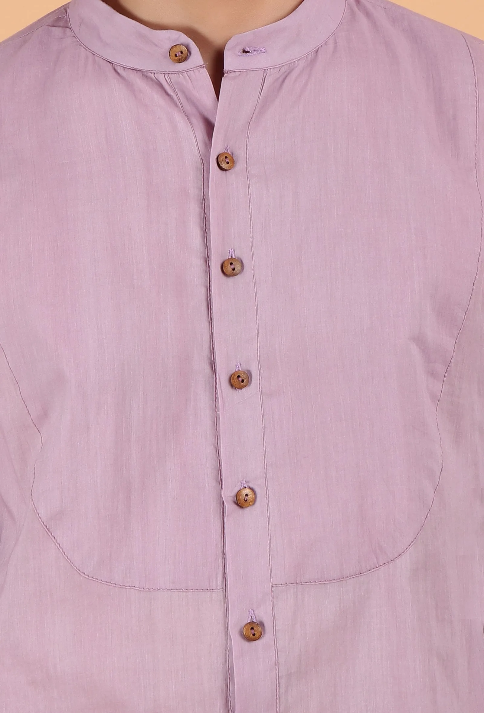 Mauve Cotton Mulmul Short Kurta & Capri Pant