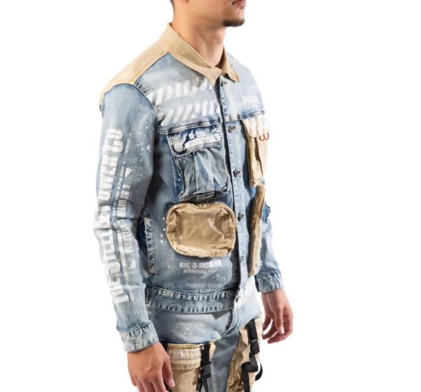 MEN HEAVY DUTY DENIM CARGO JACKET