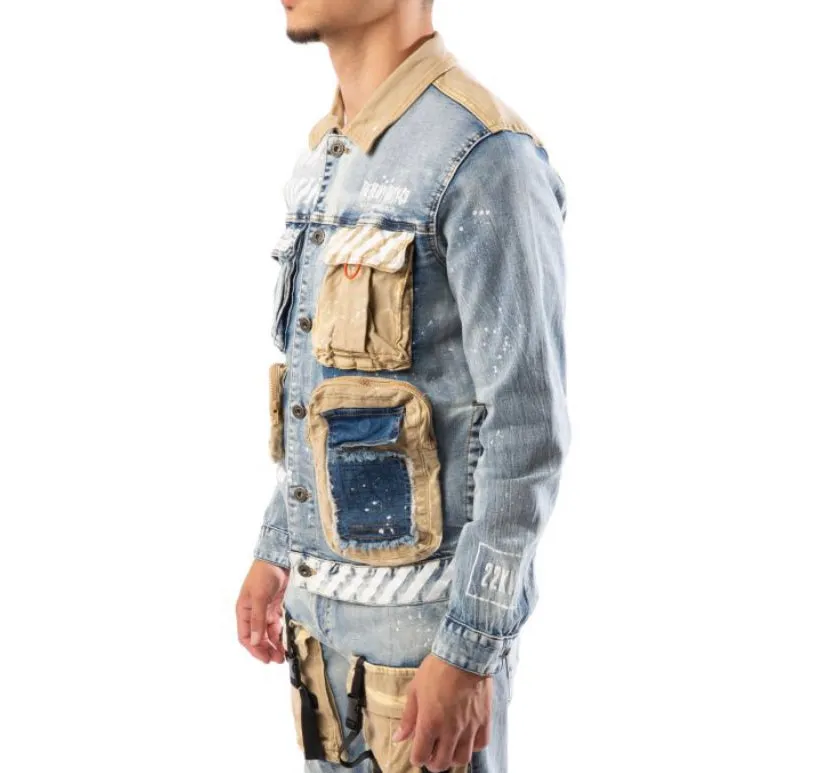 MEN HEAVY DUTY DENIM CARGO JACKET