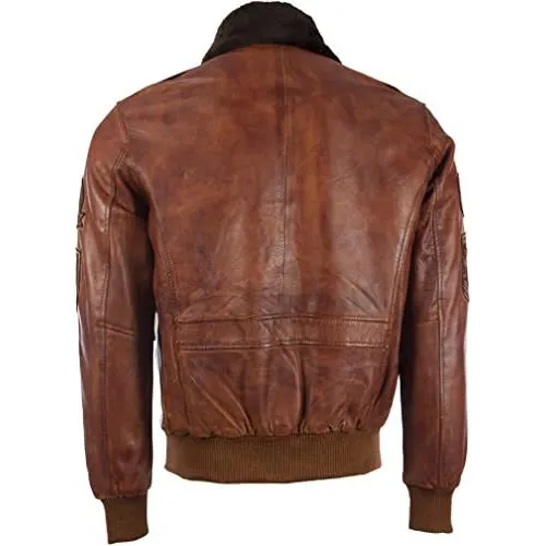 Men's Genuine Leather Aviator Pilot Bomber Jacket