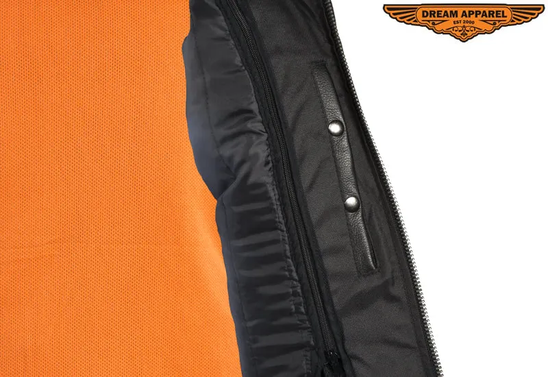 Mens Motorcycle Jacket With Diamond Pattern On The Sides & Shoulders