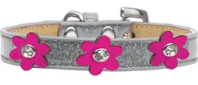 Metallic Flower Ice Cream Collar Silver With Metallic Pink Flowers Size 16