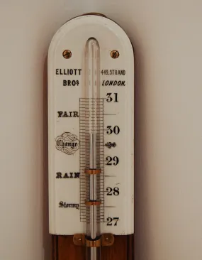 Mid Victorian Golden Oak Stick Barometer by Elliott Brothers London