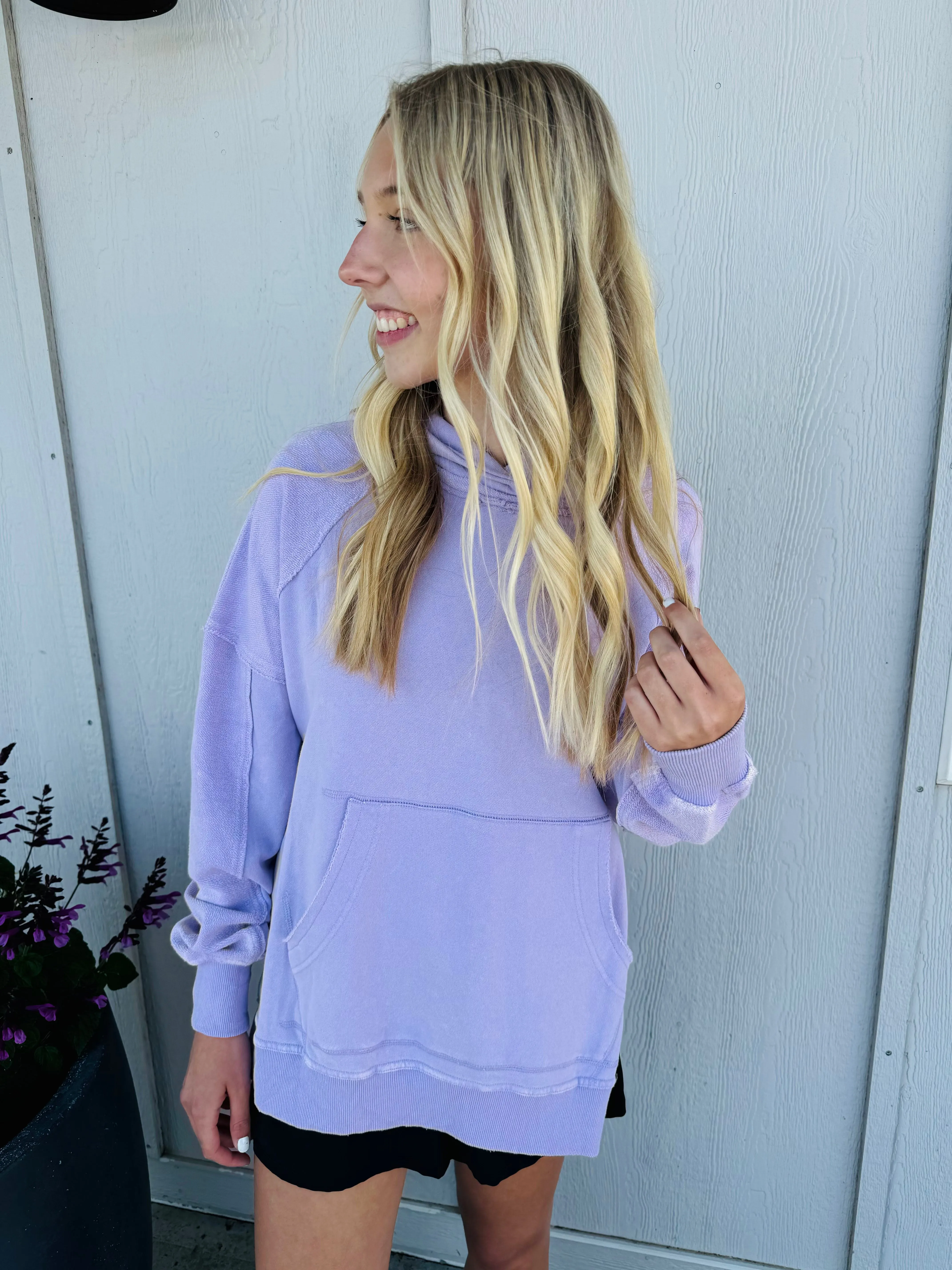 MINNIE LILAC WASHED HOODED SWEATSHIRT