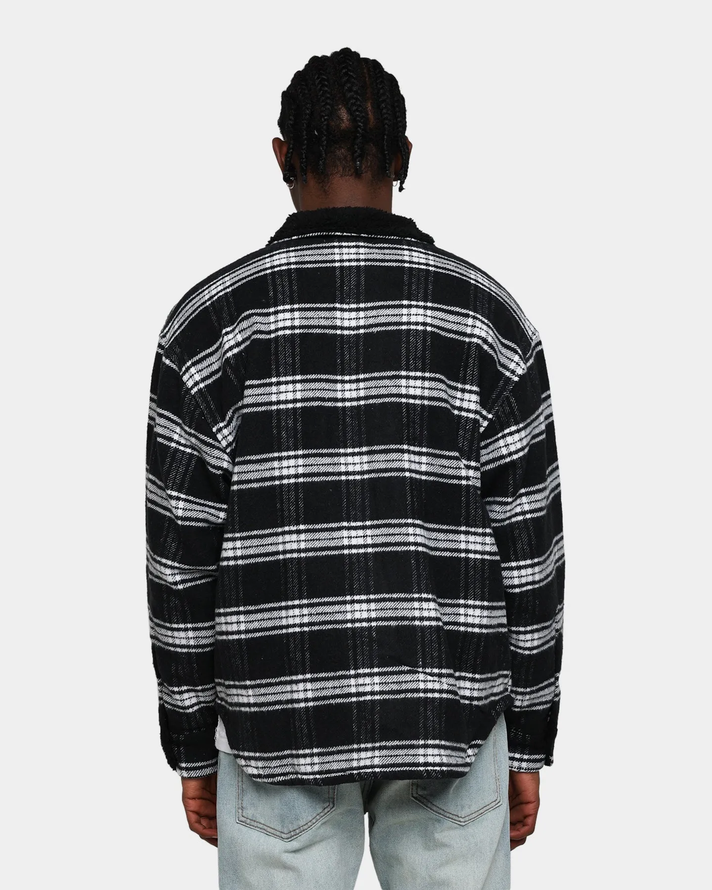 MNML Sherpa Lined Flannel Shirt Black/Grey