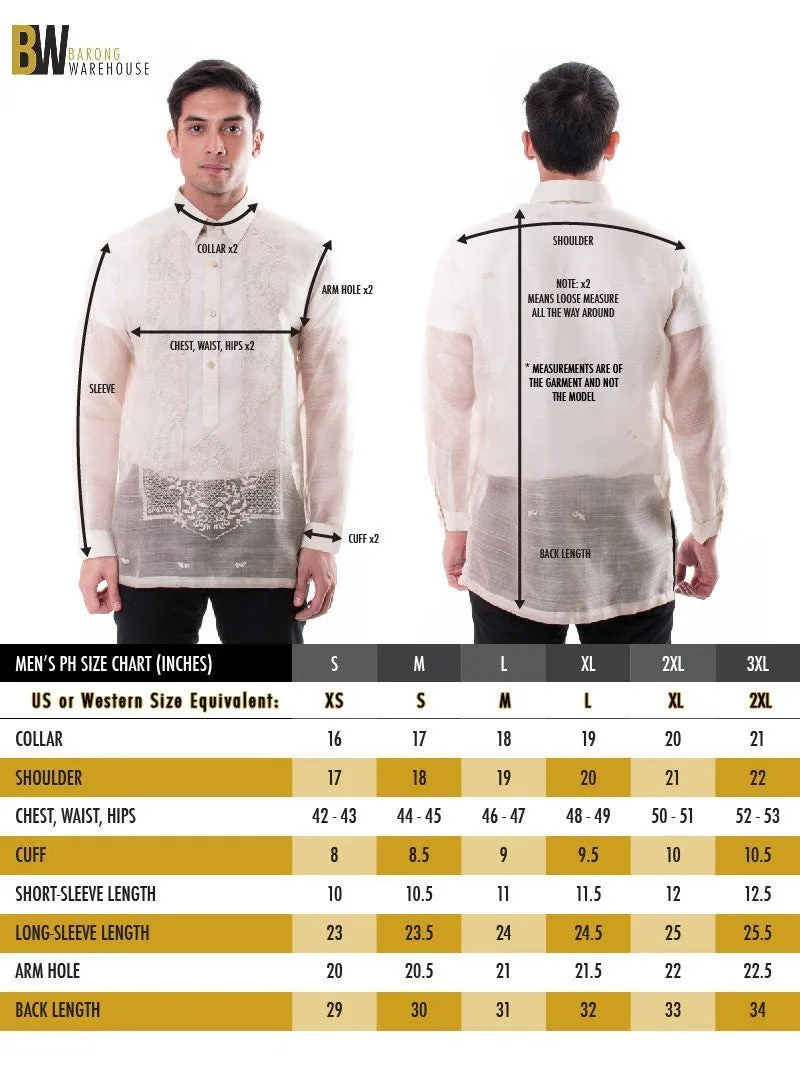 MO42 - Organza Barong Tagalog with Lining Ethnic