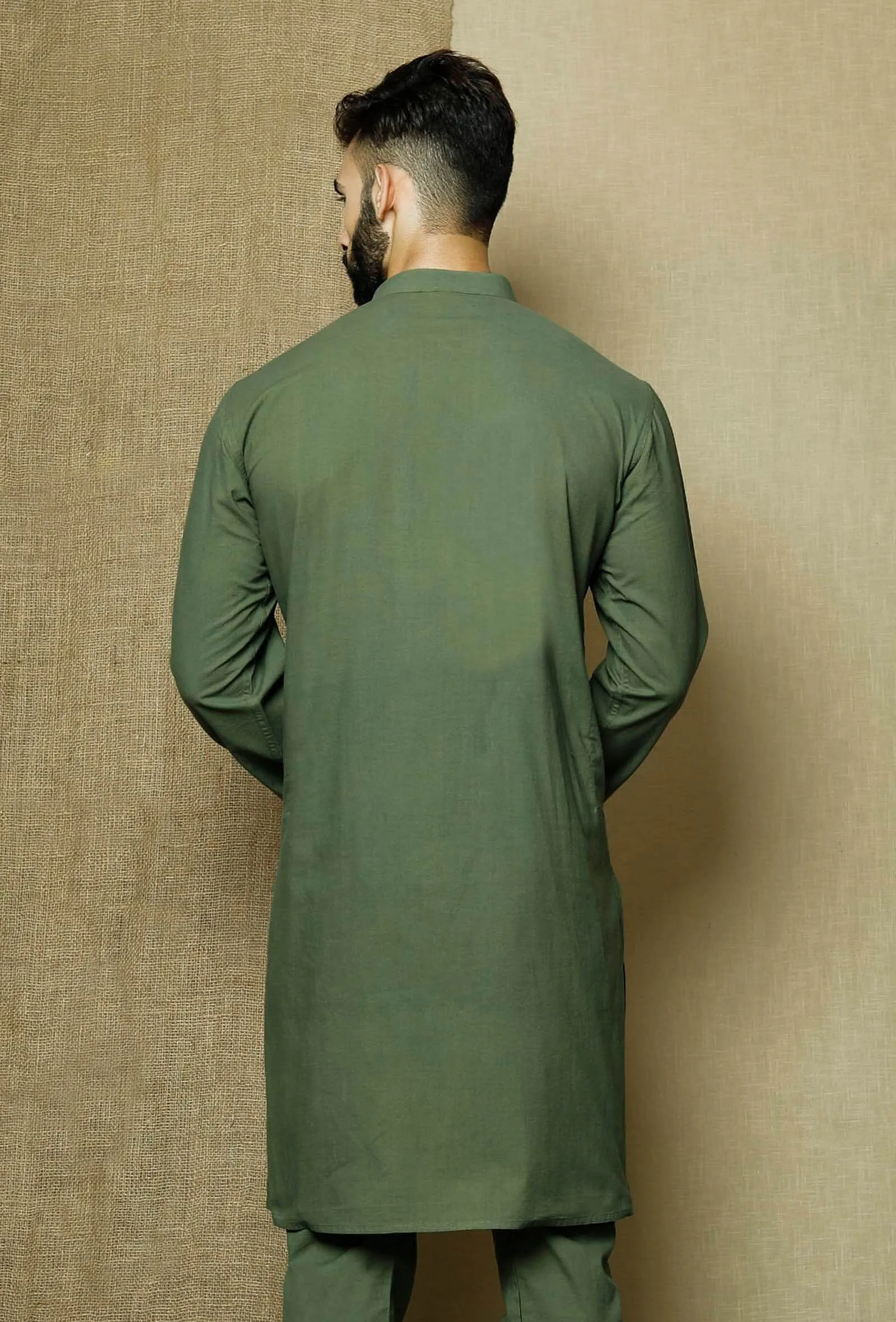 Moss Green Cotton Cambric Kurta