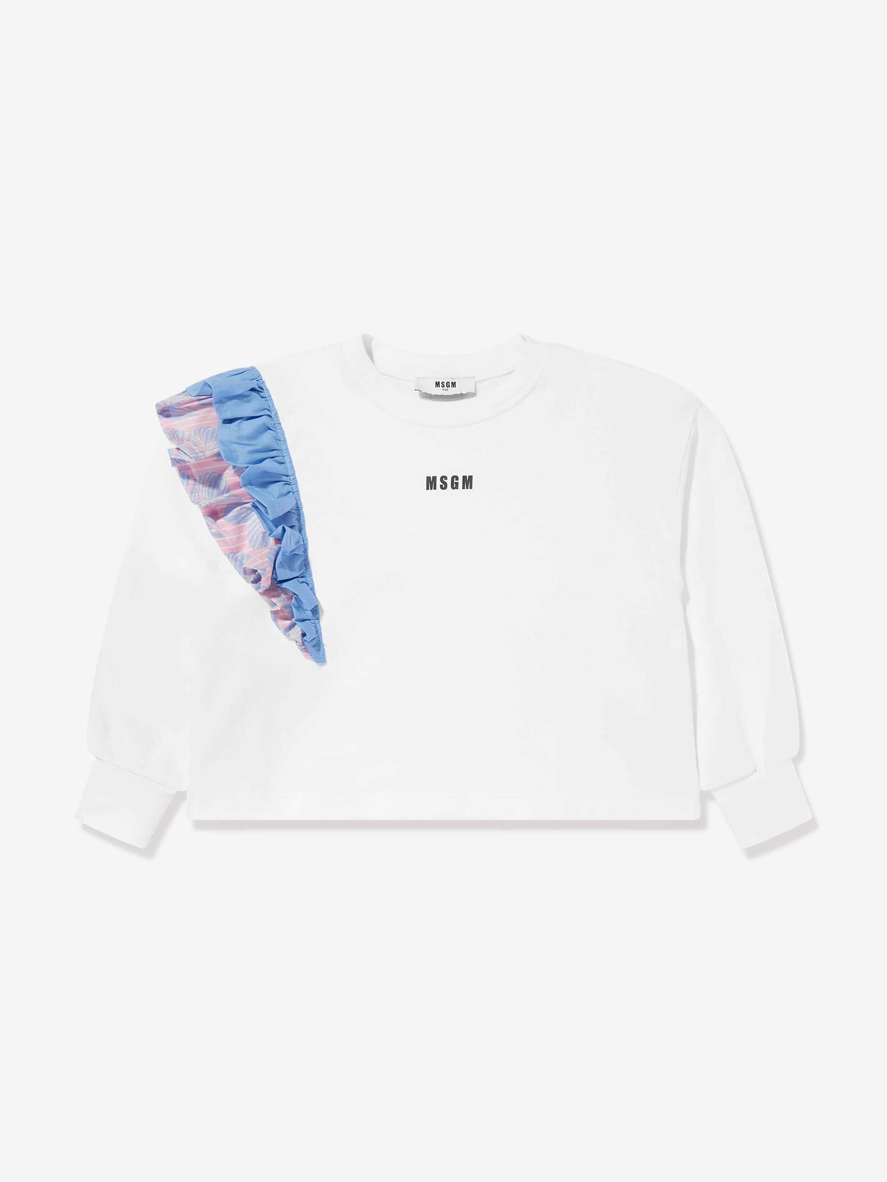 MSGM Girls Ruffle Sweatshirt in White