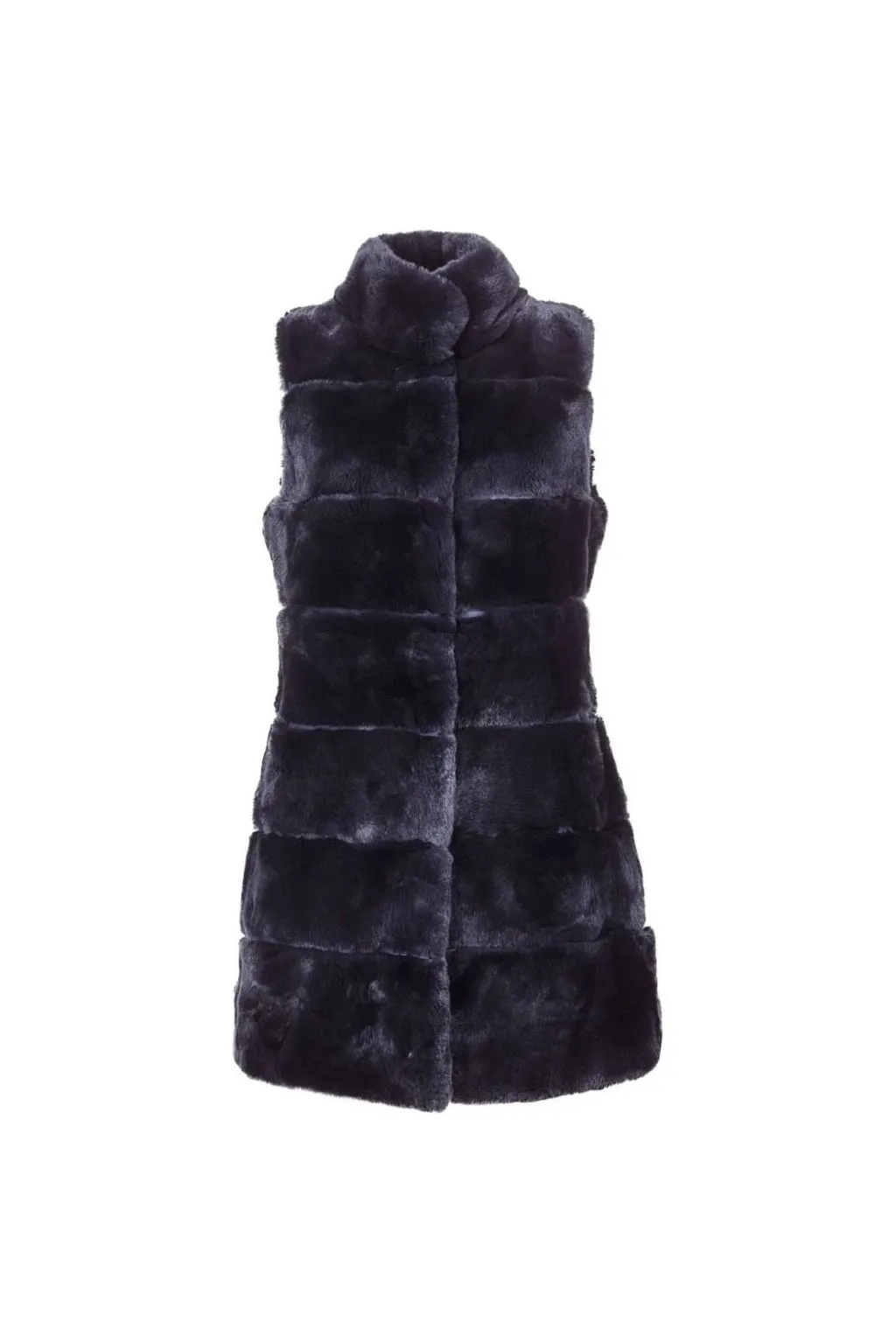 Natures Collection Ellie Rex Rabbit Fur Vest NCF1006 | Midnight Blue | Clearance Final Sale