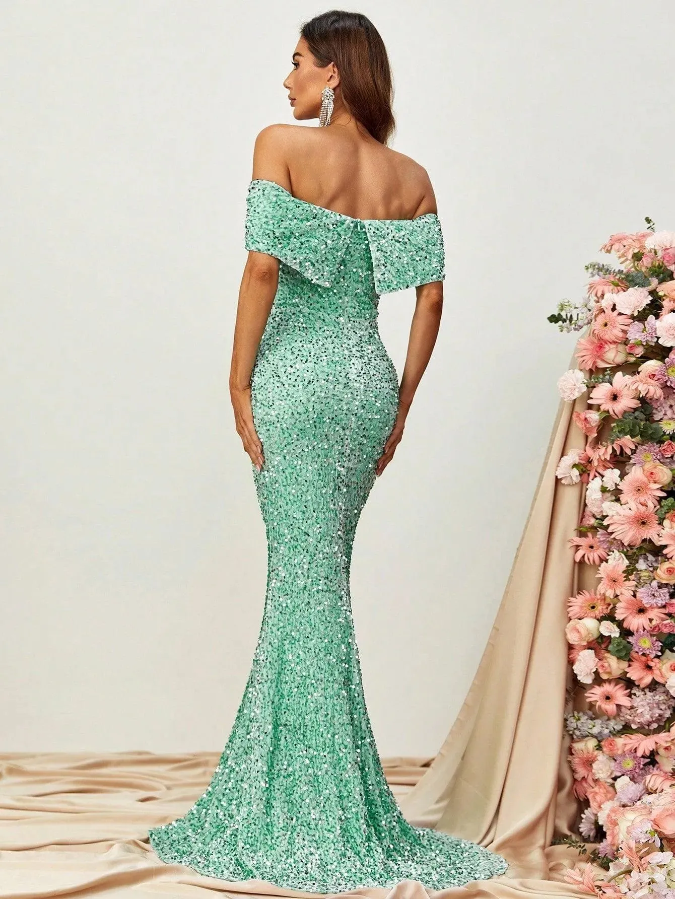 Off Shoulder Sequin Mermaid Dresses