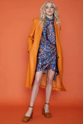 Orange Eco Leather Trench Coat