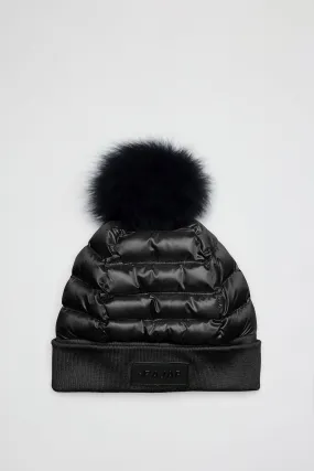 Oriana Women's Quilted Hat w/ Faux Fur Pompom