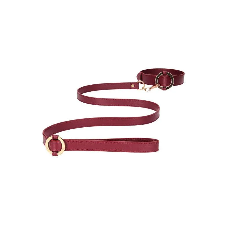 OUCH! Halo - Collar With Leash - Burgundy Restraint