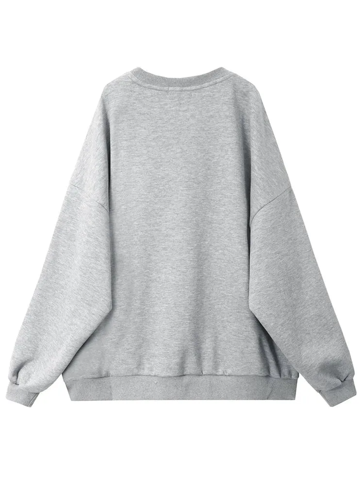 Patchwork Bowkont Sweatshirts For Women Round Neck Long Sleeve Design Casual Loose Sweatshirt Female 2023 Autumn