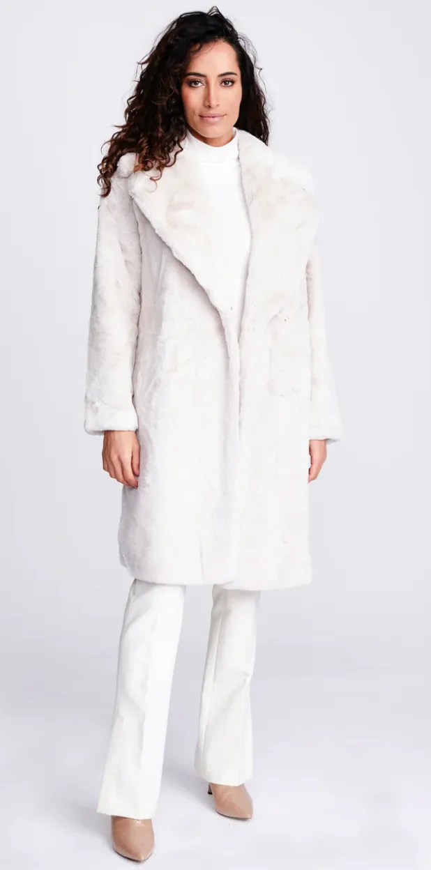 Pearl Midi Length Faux Fur Coat