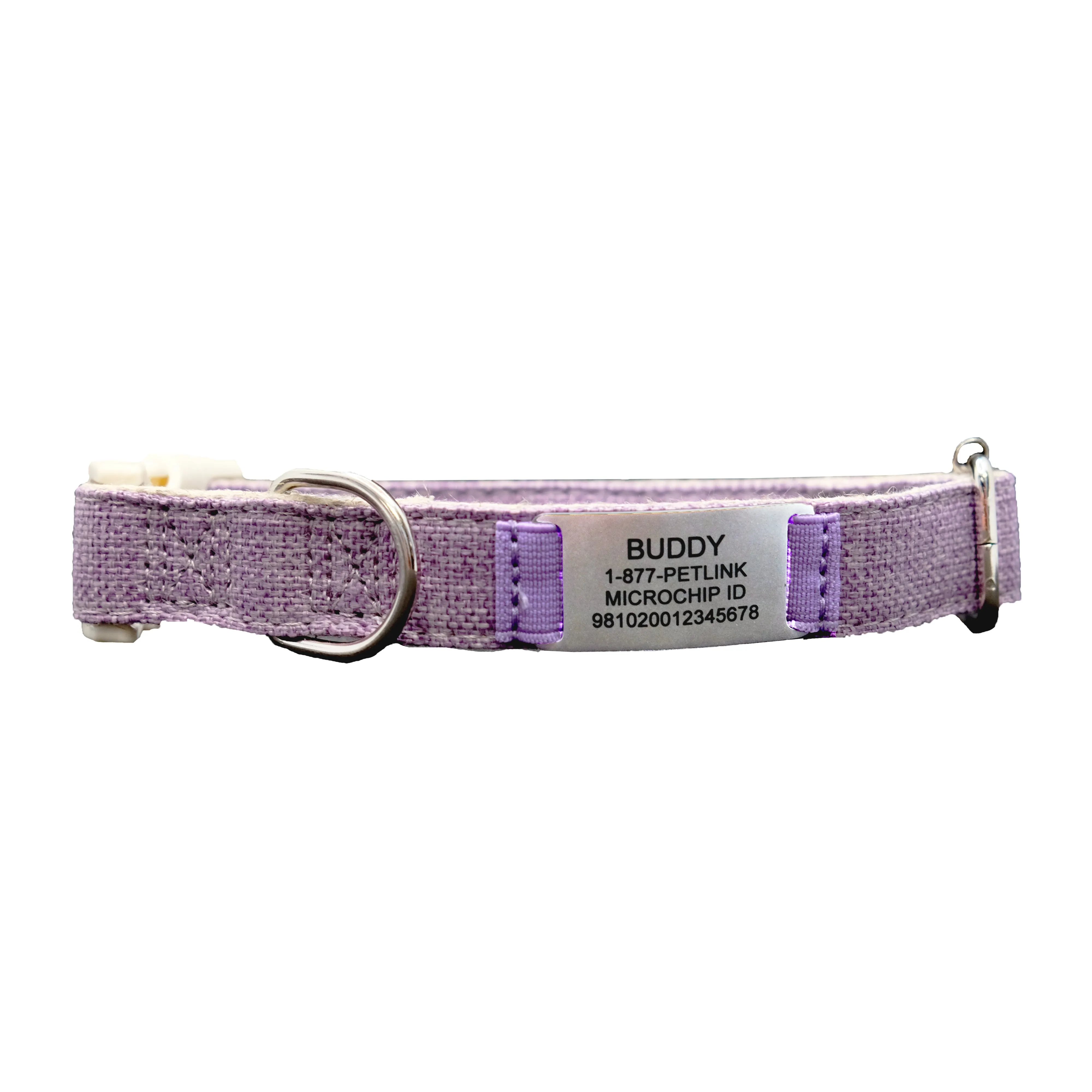 Personalized Cotton Hemp Dog Collars with Slide-On Tag