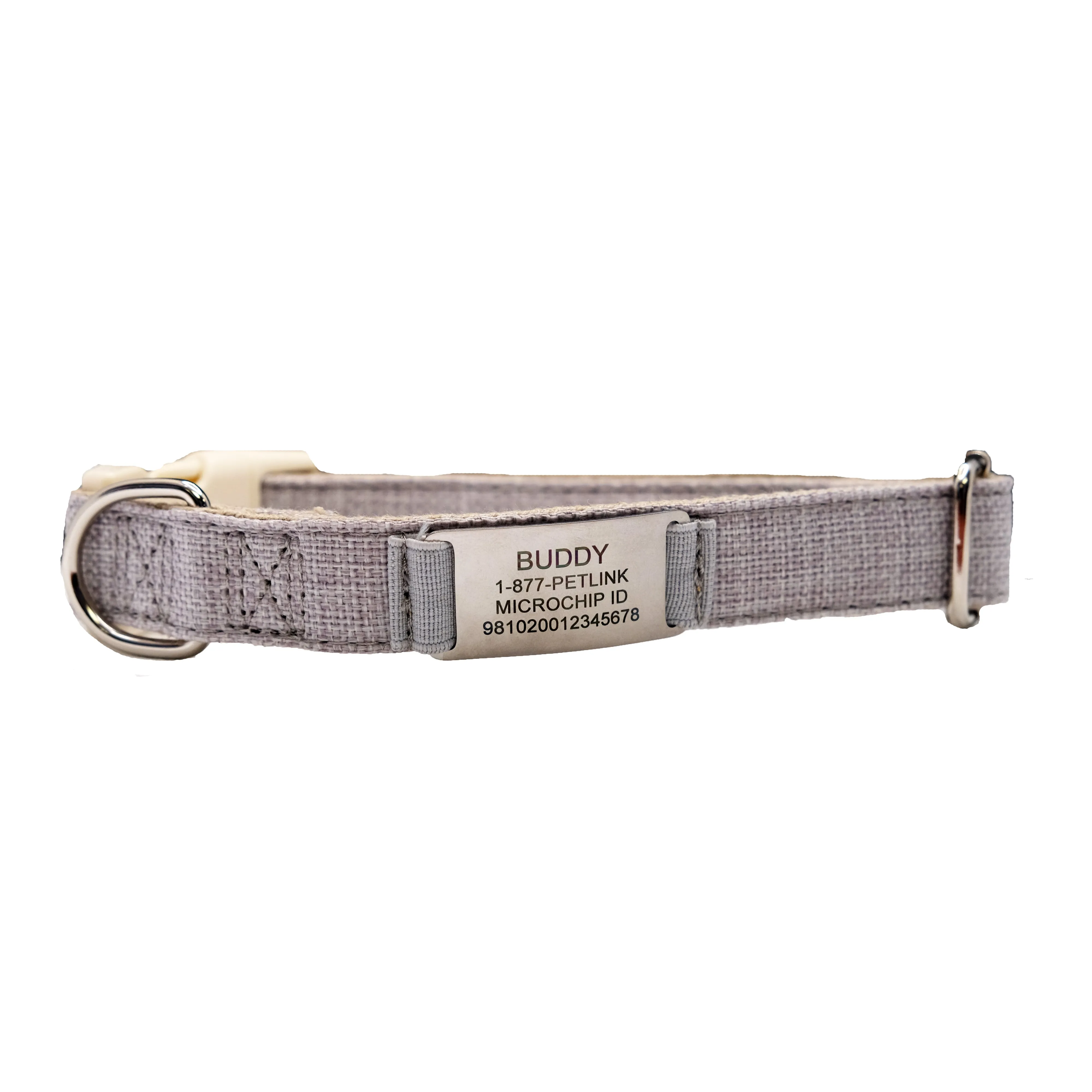 Personalized Cotton Hemp Dog Collars with Slide-On Tag