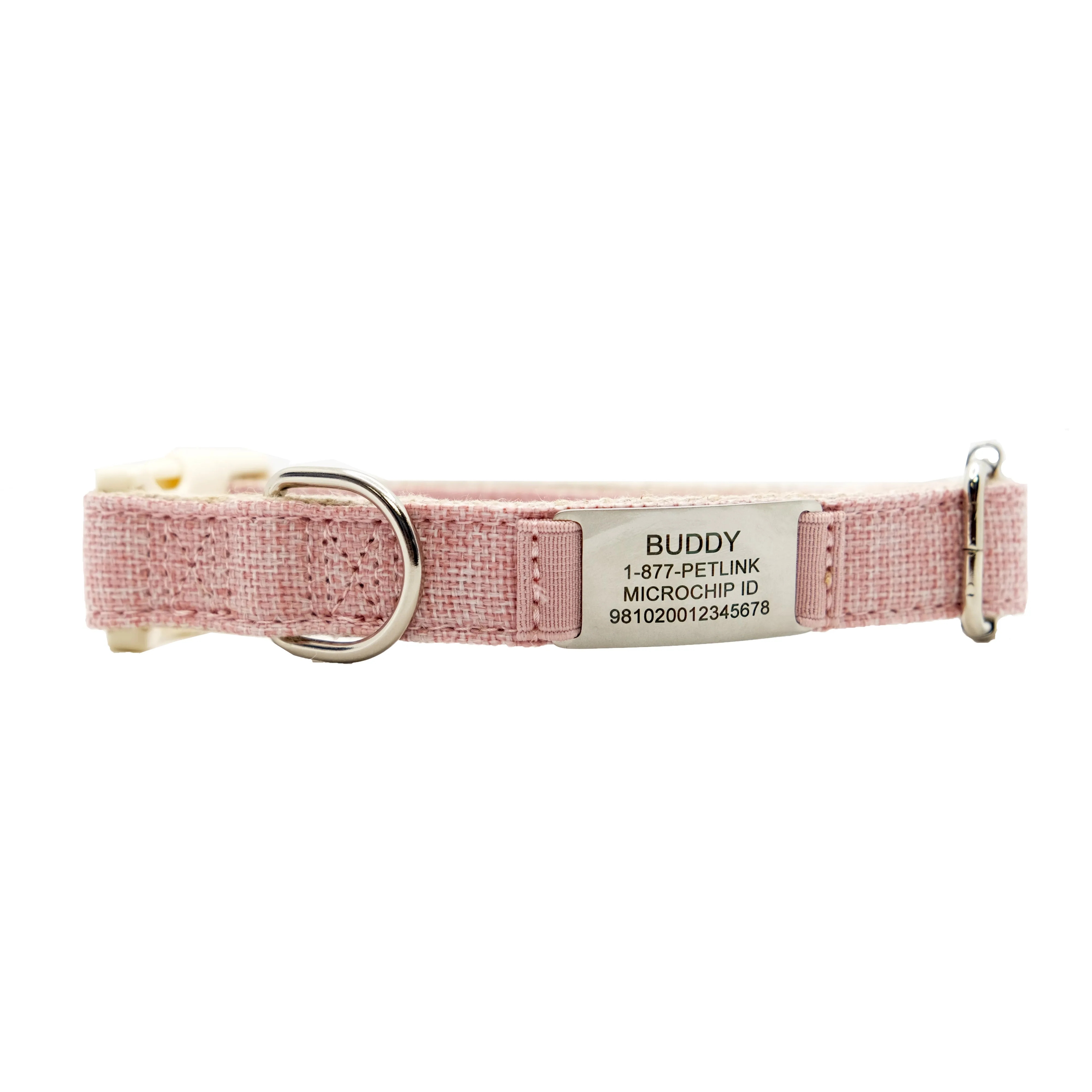 Personalized Cotton Hemp Dog Collars with Slide-On Tag