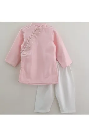 Pink chanderi kurta and pyjama set